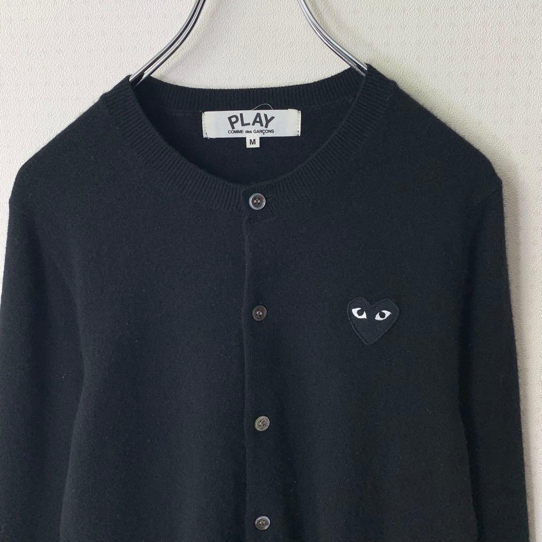 PLAY COMME des GARCONS カーディガン M ブラック 刺繍