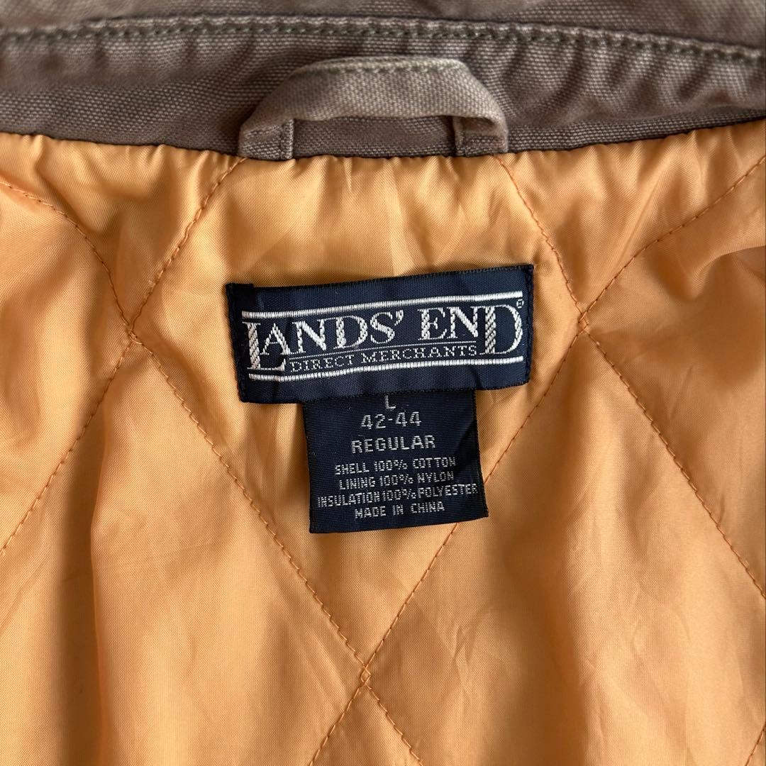 【希少】90s ランズエンド 短丈 中綿 コットンダック ドリズラージャケット