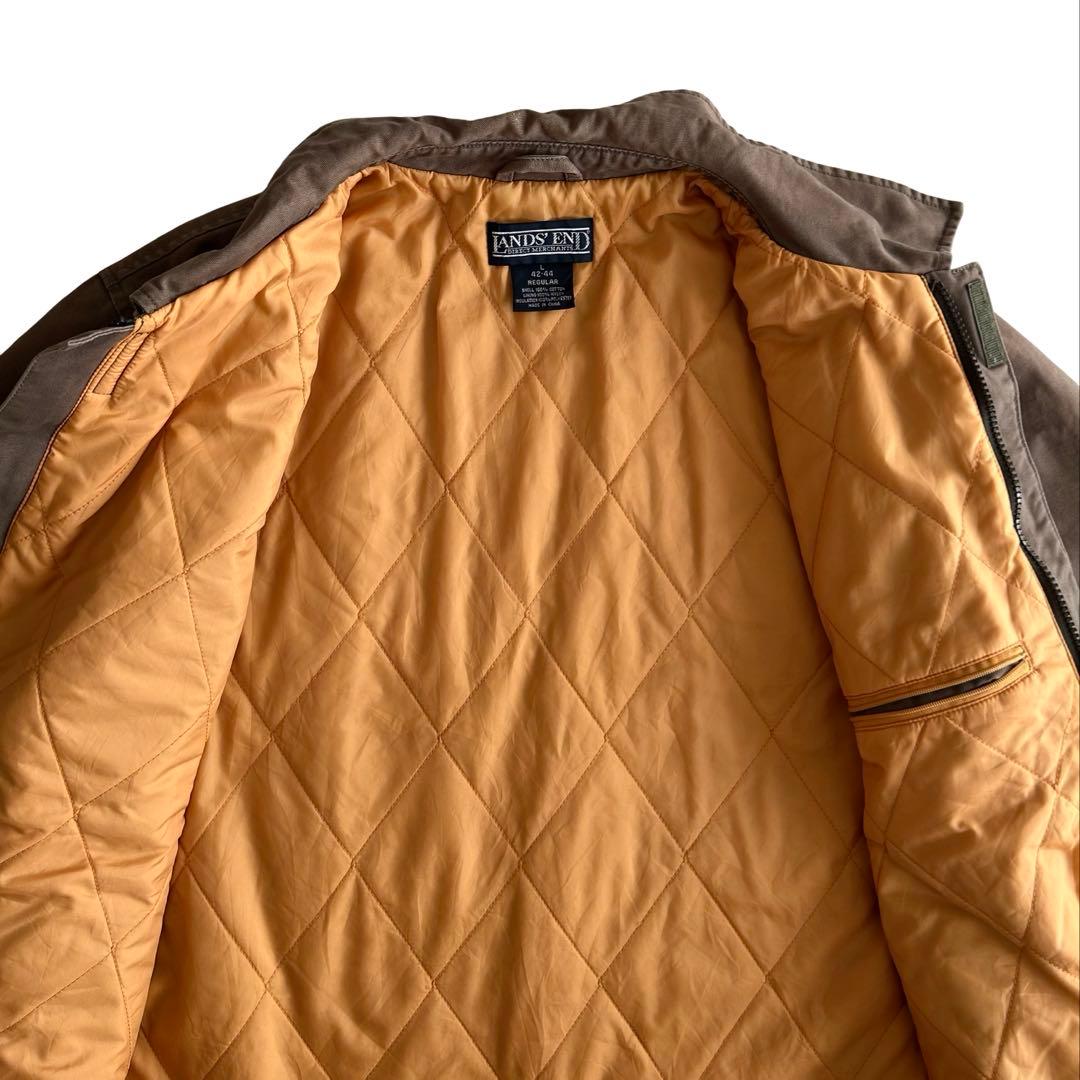 【希少】90s ランズエンド 短丈 中綿 コットンダック ドリズラージャケット