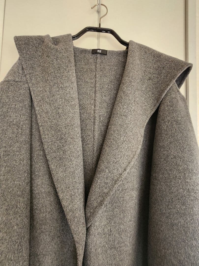 [PLST] ウールブレンドリバーフーディーロングコート DARK GRAY M