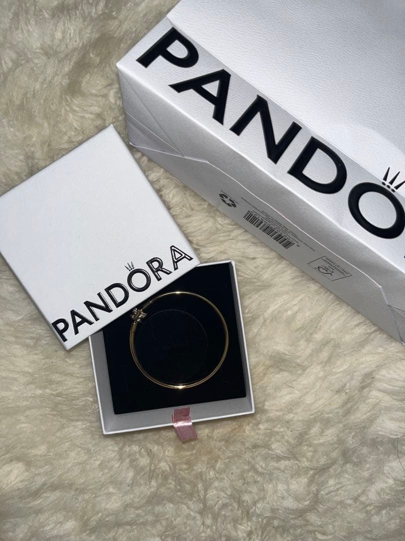 Pandora 14Kゴールドプレーティング バングル ノベルテ17cmパンドラ