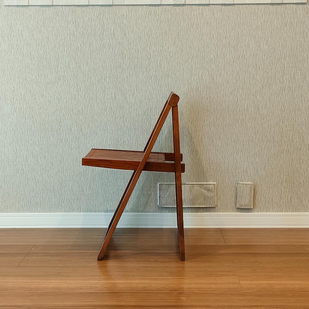 ヴィンテージ　木製　真鍮金具　フォールディングチェア　折りたたみ椅子