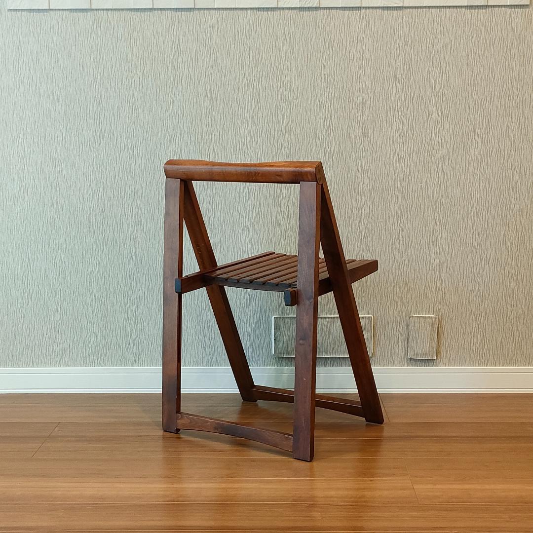 ヴィンテージ　木製　真鍮金具　フォールディングチェア　折りたたみ椅子