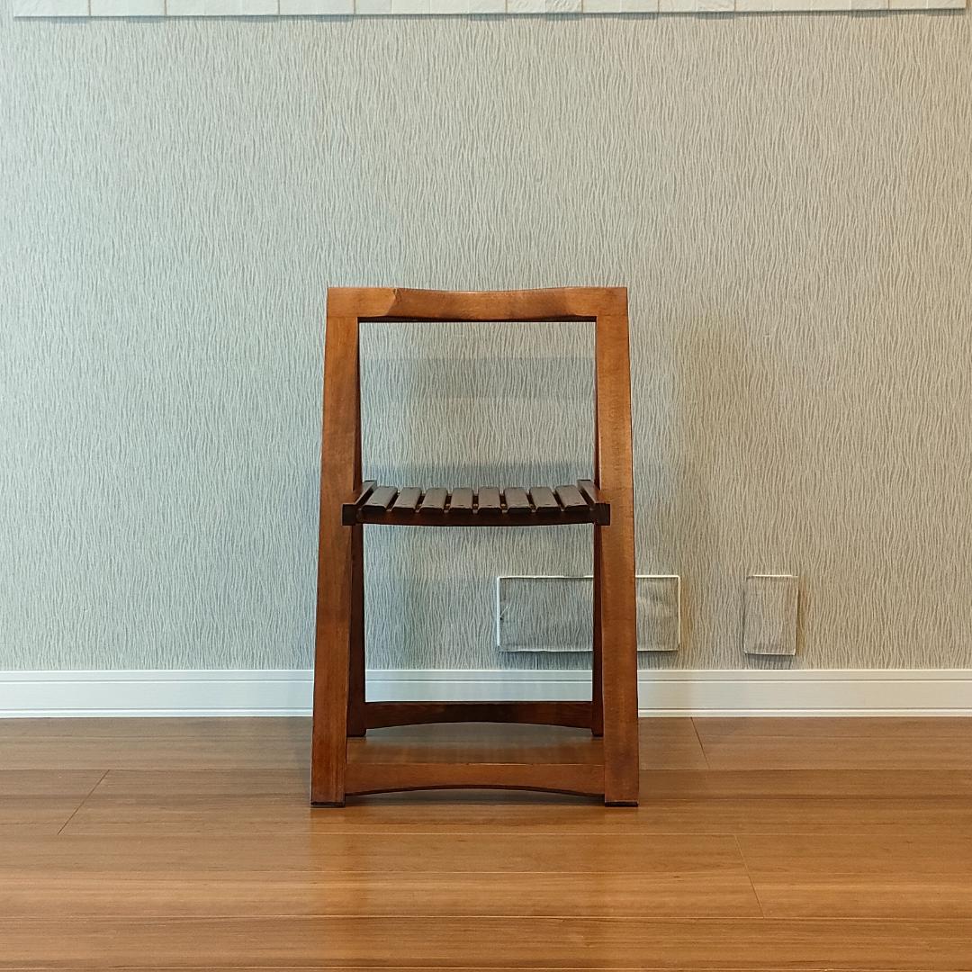 ヴィンテージ　木製　真鍮金具　フォールディングチェア　折りたたみ椅子