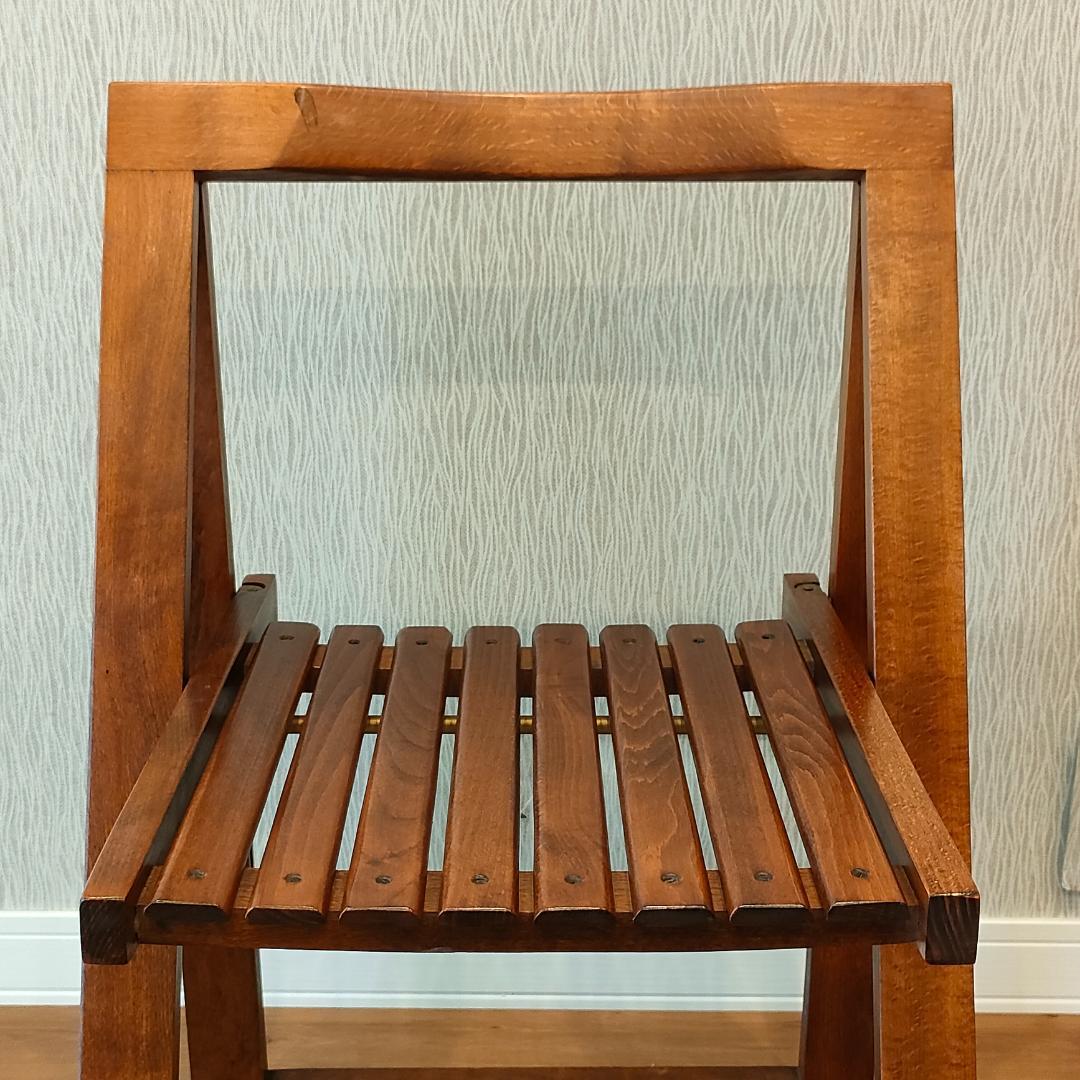 ヴィンテージ　木製　真鍮金具　フォールディングチェア　折りたたみ椅子