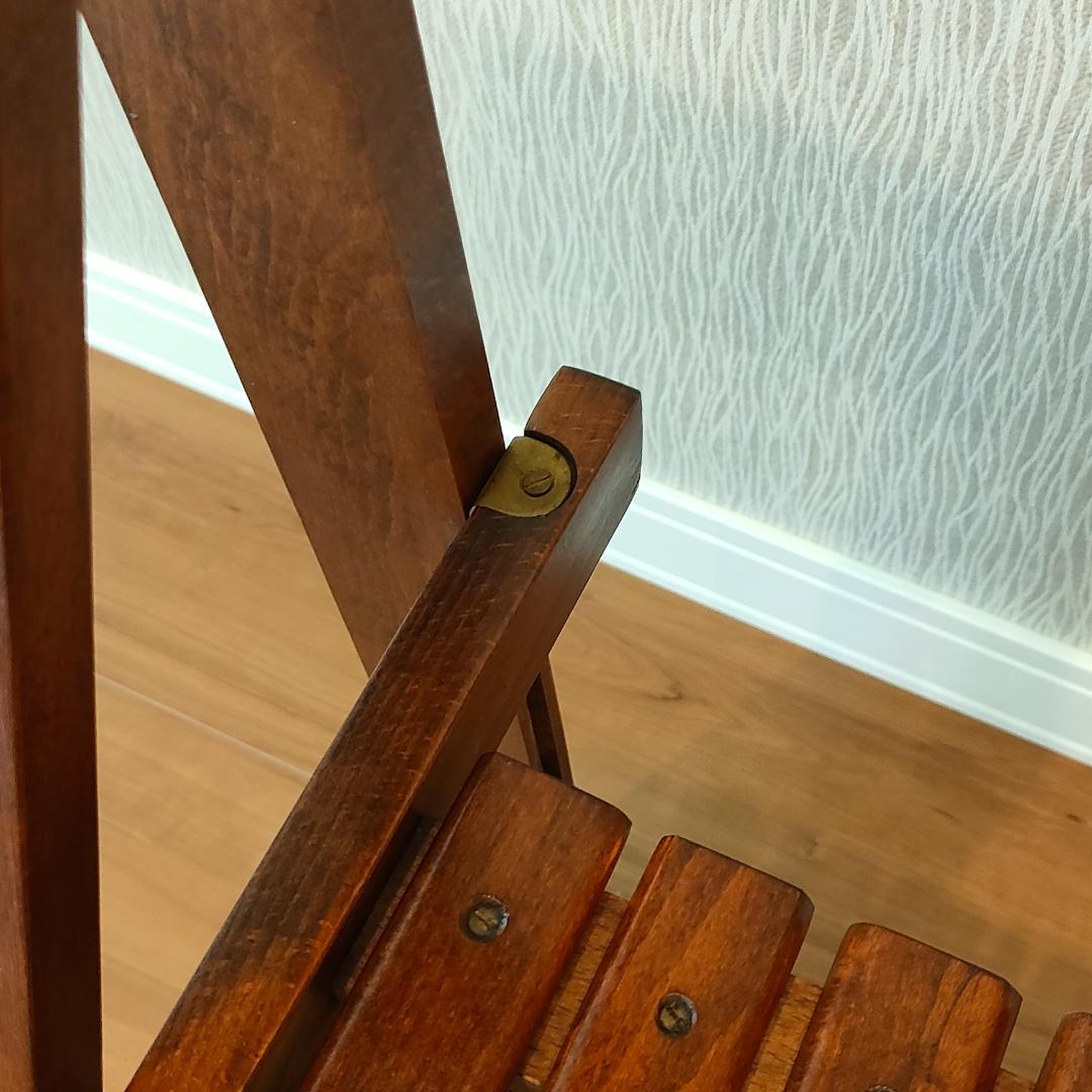 ヴィンテージ　木製　真鍮金具　フォールディングチェア　折りたたみ椅子