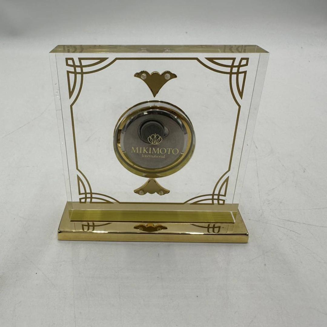 美品！MIKIMOTO ミキモト 置時計 クオーツ クリスタル 2P真珠パール
