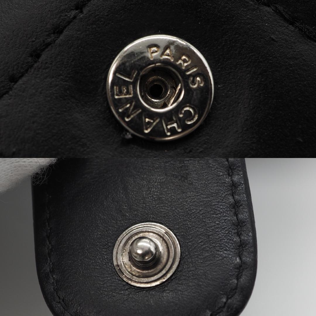 CHANEL シャネル カンボンライン ミドル 2つ折り財布 黒×ピンク