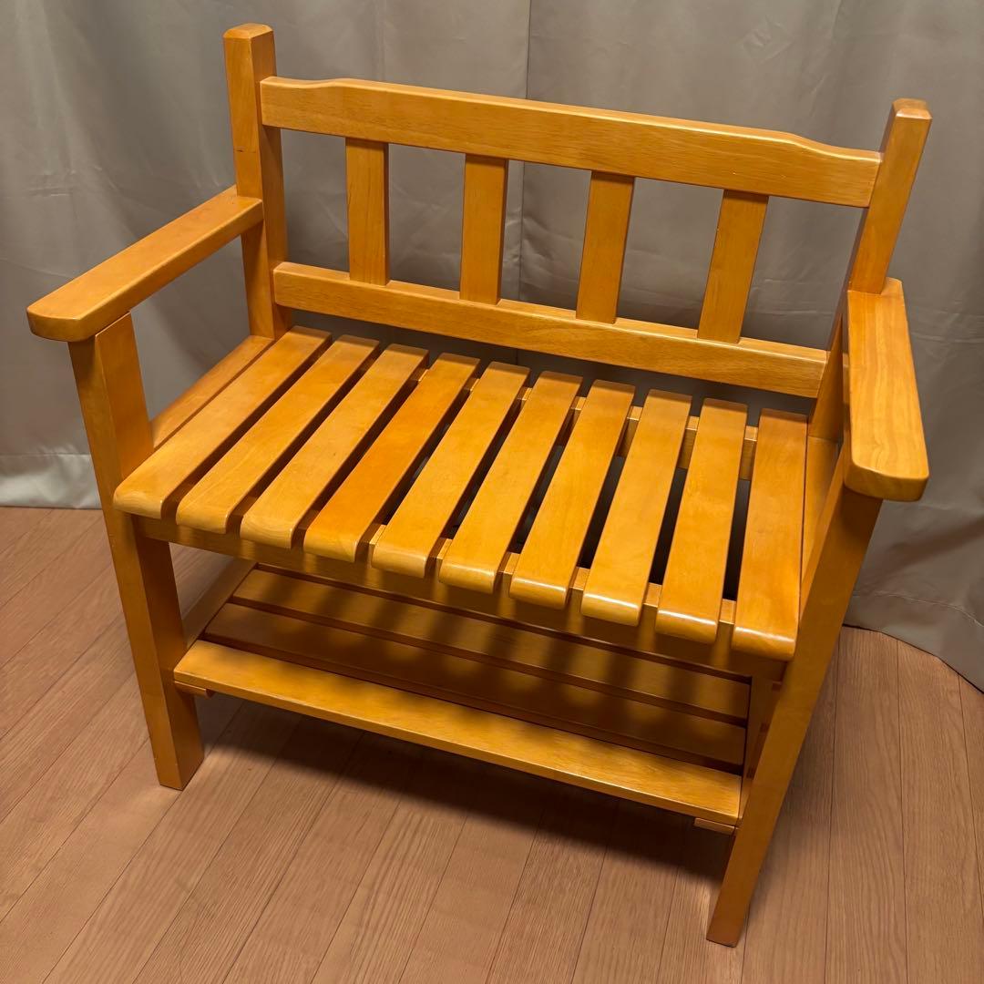 【美品】木製　ガーデン　インテリア　チェア　ベンチ（ナチュラルテイスト）