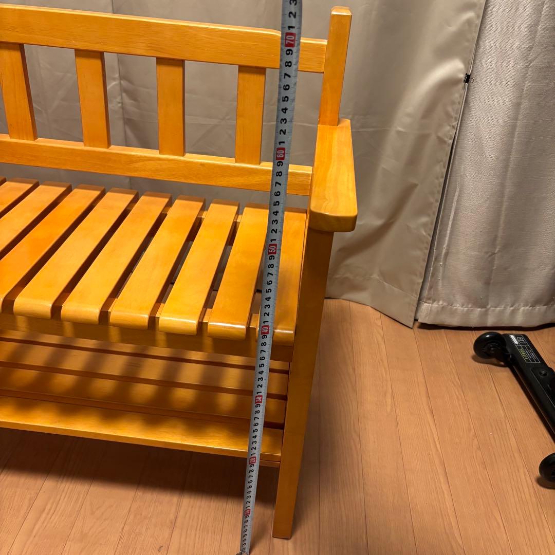 【美品】木製　ガーデン　インテリア　チェア　ベンチ（ナチュラルテイスト）