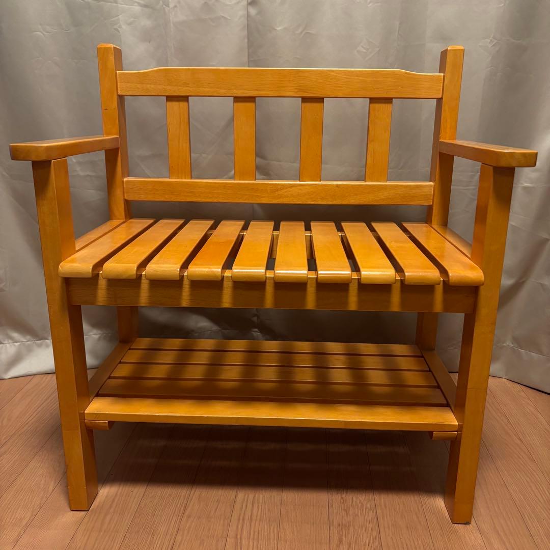 【美品】木製　ガーデン　インテリア　チェア　ベンチ（ナチュラルテイスト）