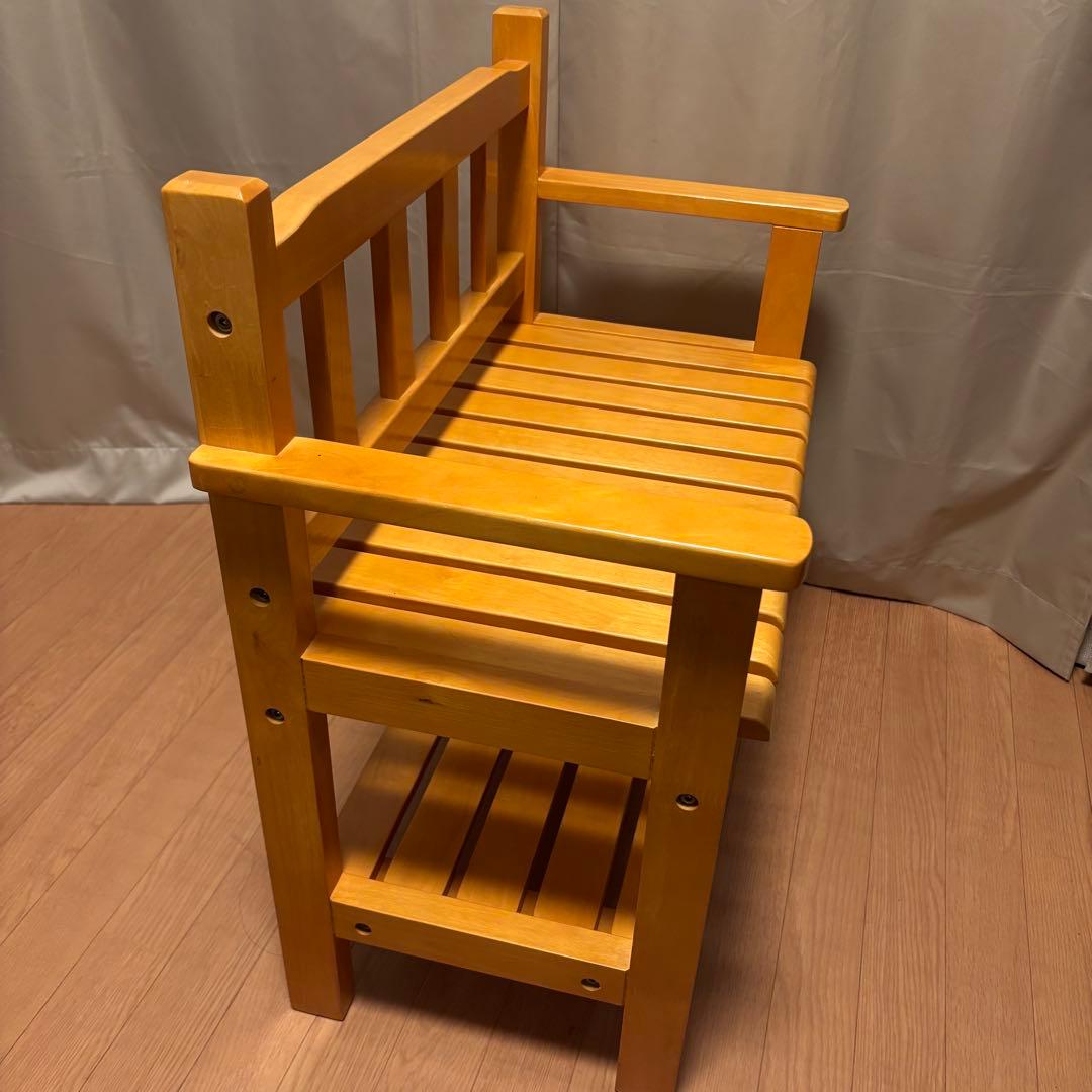 【美品】木製　ガーデン　インテリア　チェア　ベンチ（ナチュラルテイスト）