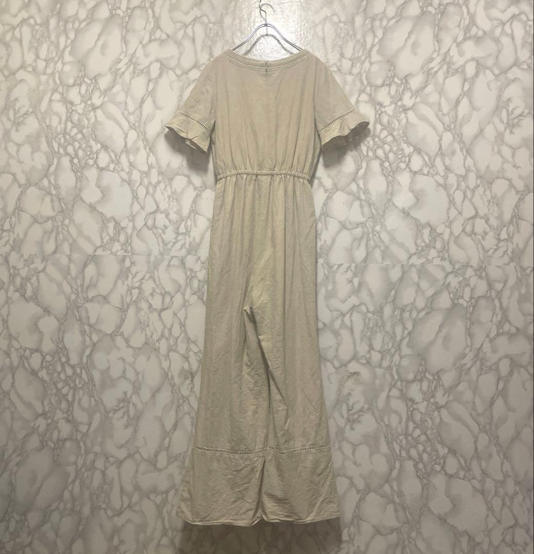 良品　Glam Lips レースアップデザインオールインワン　コットンリネン