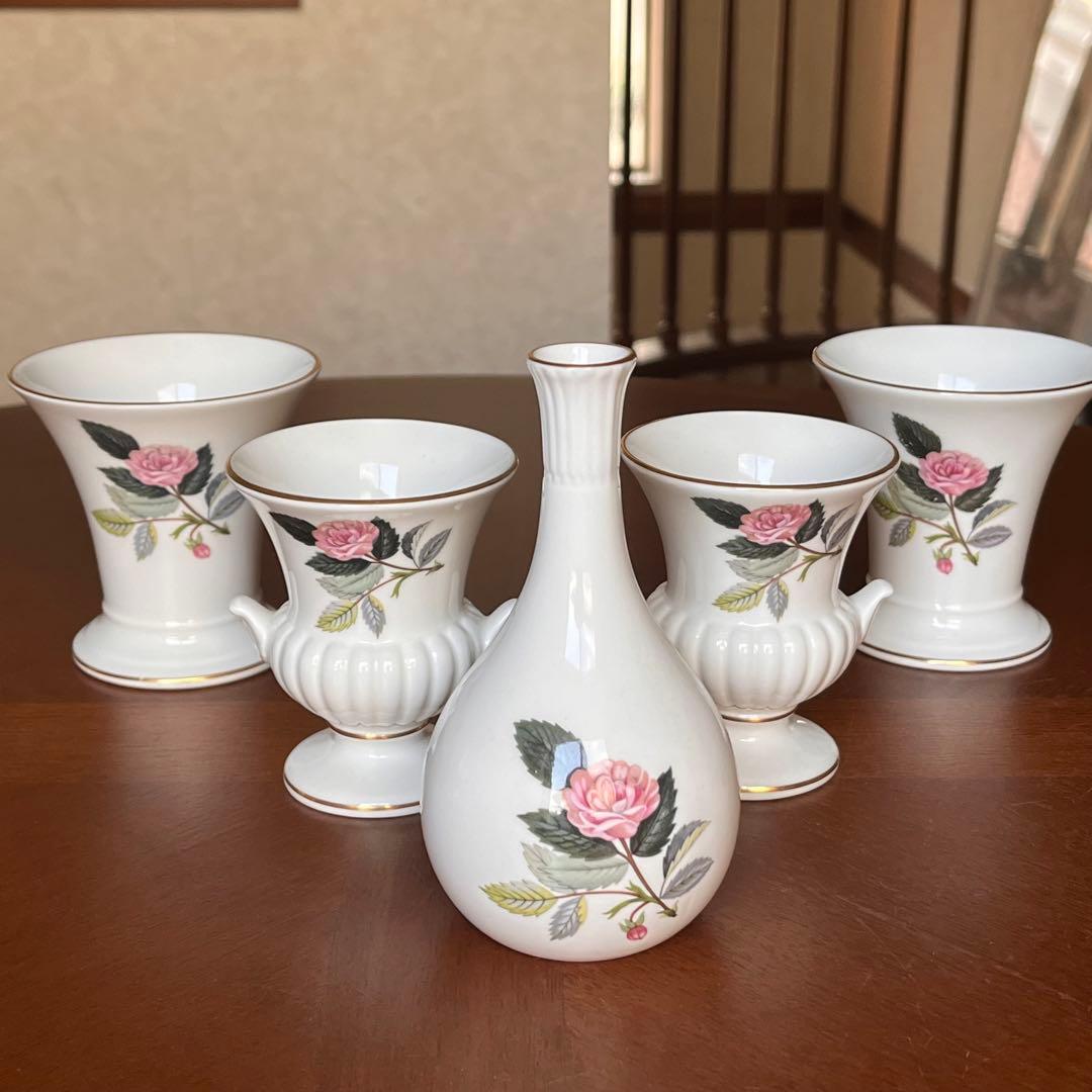 【英国ビンテージ】ウェッジウッド★ハザウェイローズ★フラワーベース　5点
