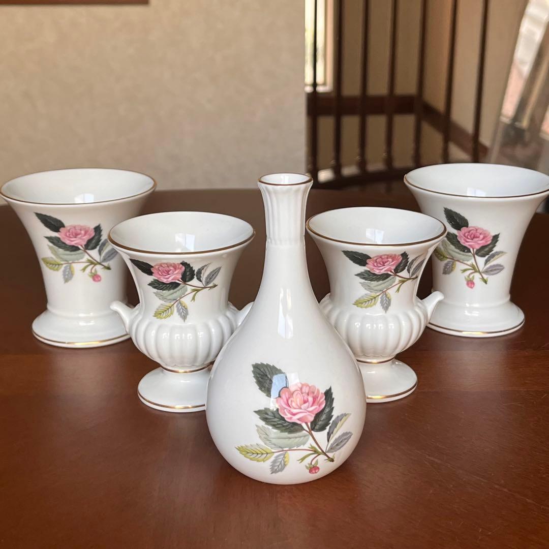 【英国ビンテージ】ウェッジウッド★ハザウェイローズ★フラワーベース　5点