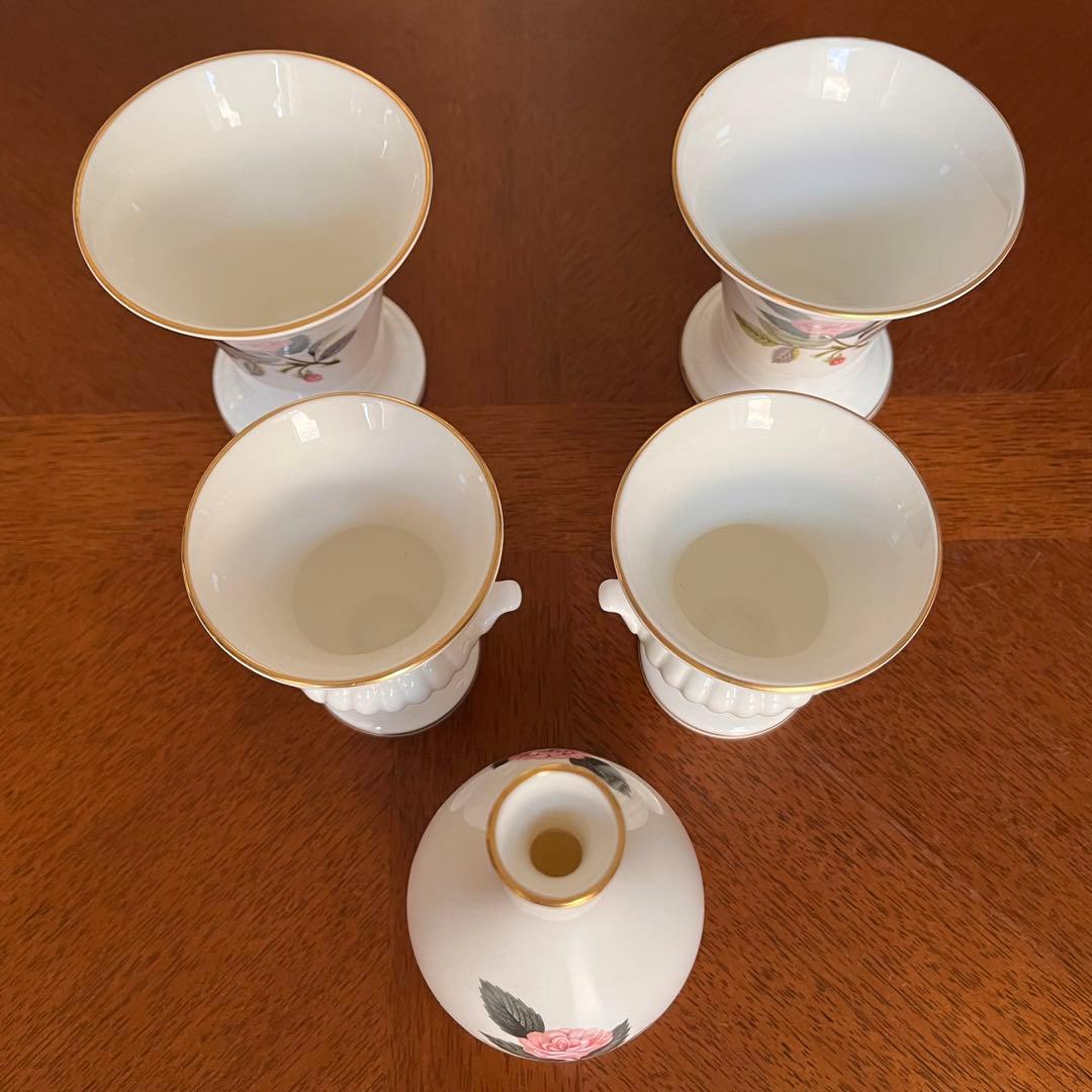 【英国ビンテージ】ウェッジウッド★ハザウェイローズ★フラワーベース　5点