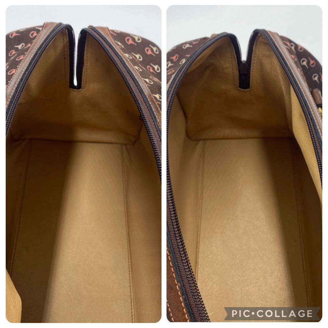 美品 オールドグッチ ミニボストンバッグ レザー ホースビット柄 ブラウン 茶色