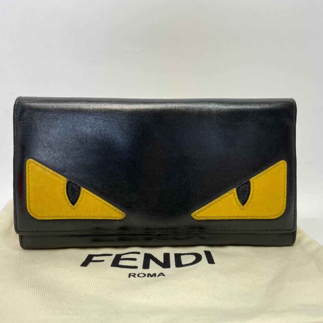 2932 フェンディ 長財布 モンスター バグズアイ バイカラー ブラックレッド