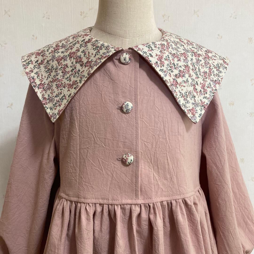 おまとめ価格　新色ピンパネール　フリル付きセーラーカラー　キッズワンピース