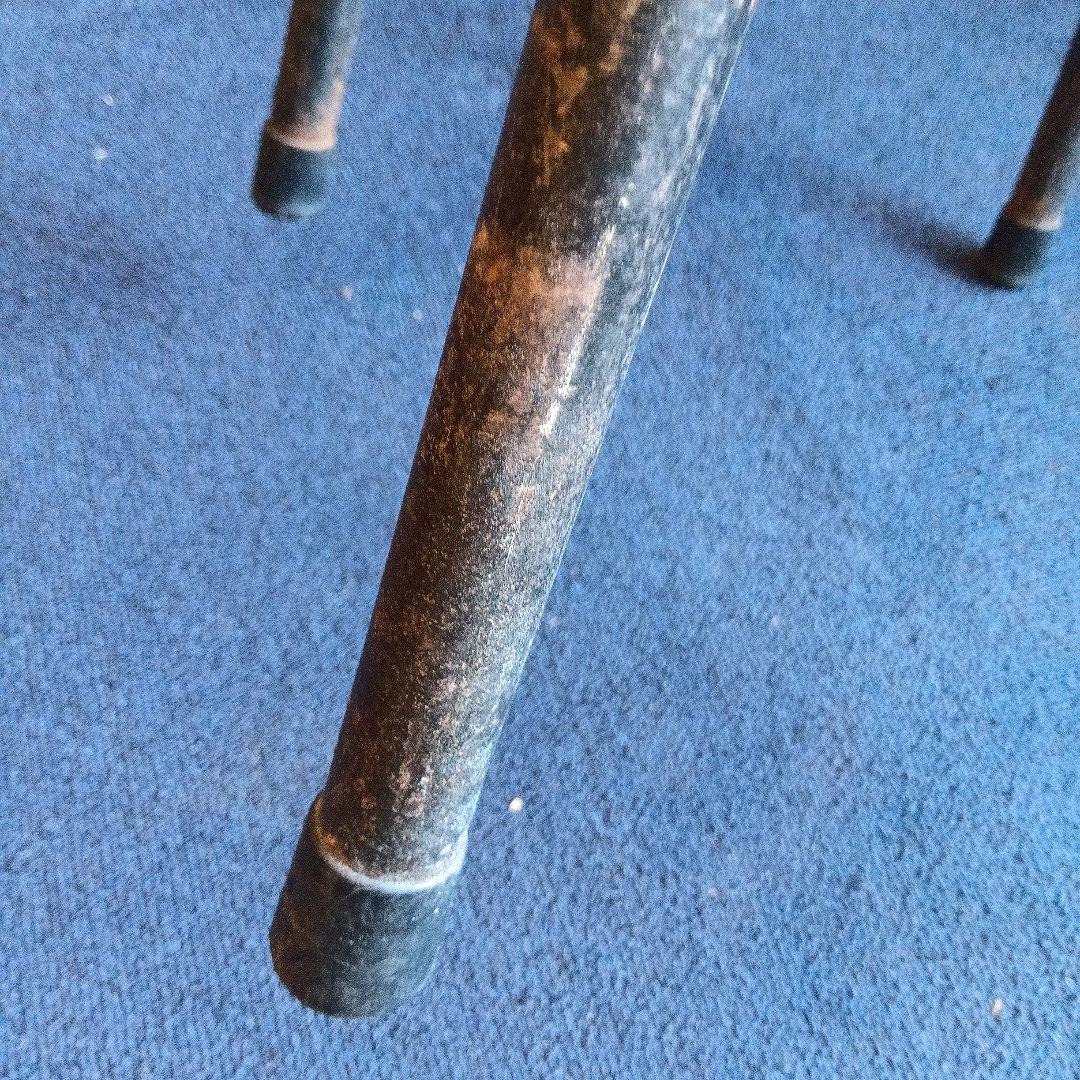 ブラウンレザー調 バースツール　椅子　昭和レトロ　アイアン