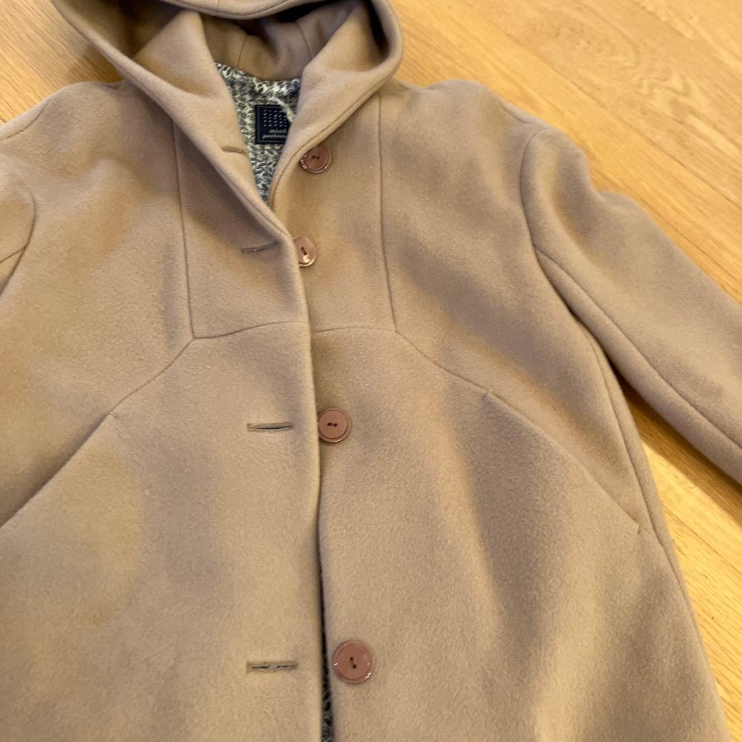 未使用　ミナペルホネン キャメル フード付き ウールコート定価110000円