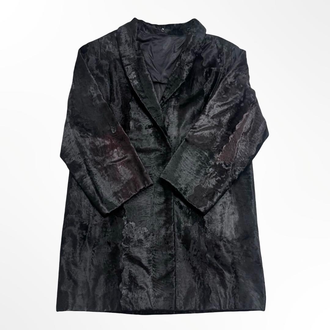 Chloe クロエ ベロア×ハラコ調 ロングコート レディース ヴィンテージ