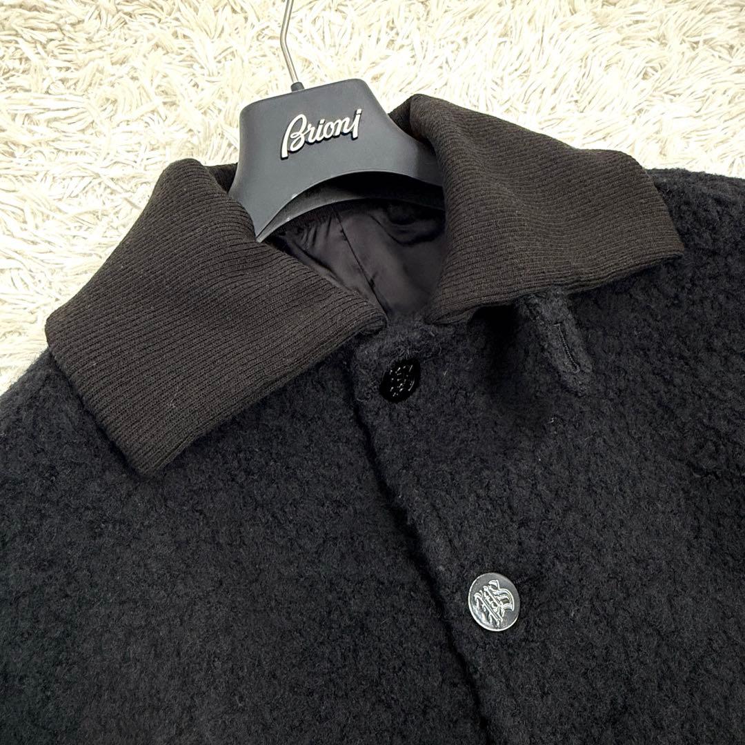 【現行美品】ポールスミス レオパード ボア ベルト付きウールロングコート L 黒