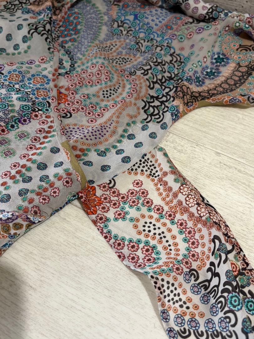 ETRO シルクカシュクールブラウス イタリア製 ドット ペイズリー　42