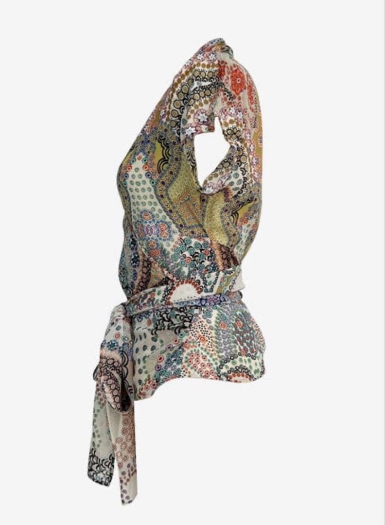 ETRO シルクカシュクールブラウス イタリア製 ドット ペイズリー　42