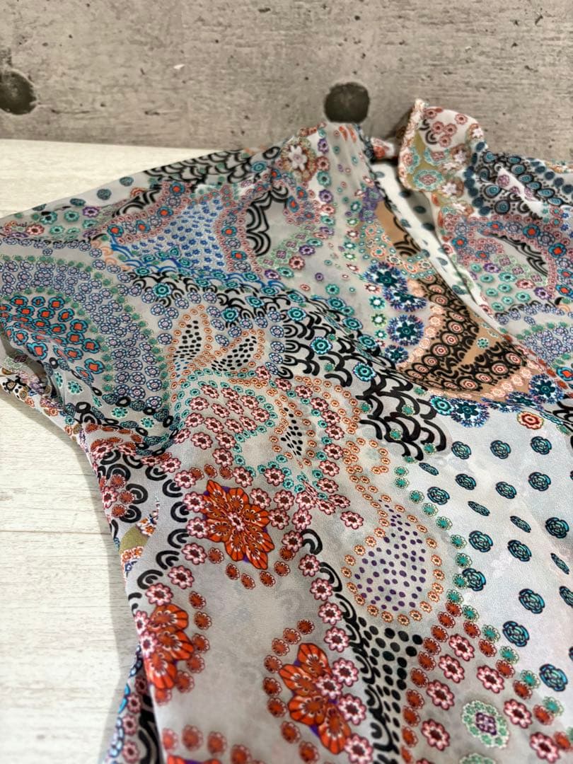 ETRO シルクカシュクールブラウス イタリア製 ドット ペイズリー　42