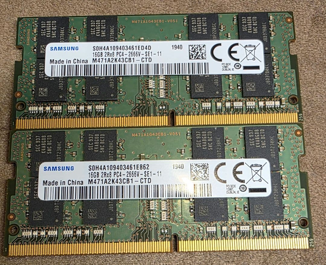 ハ*載様 SAMSUNG 32GB メモリ (16GB×2枚) DDR4-266
