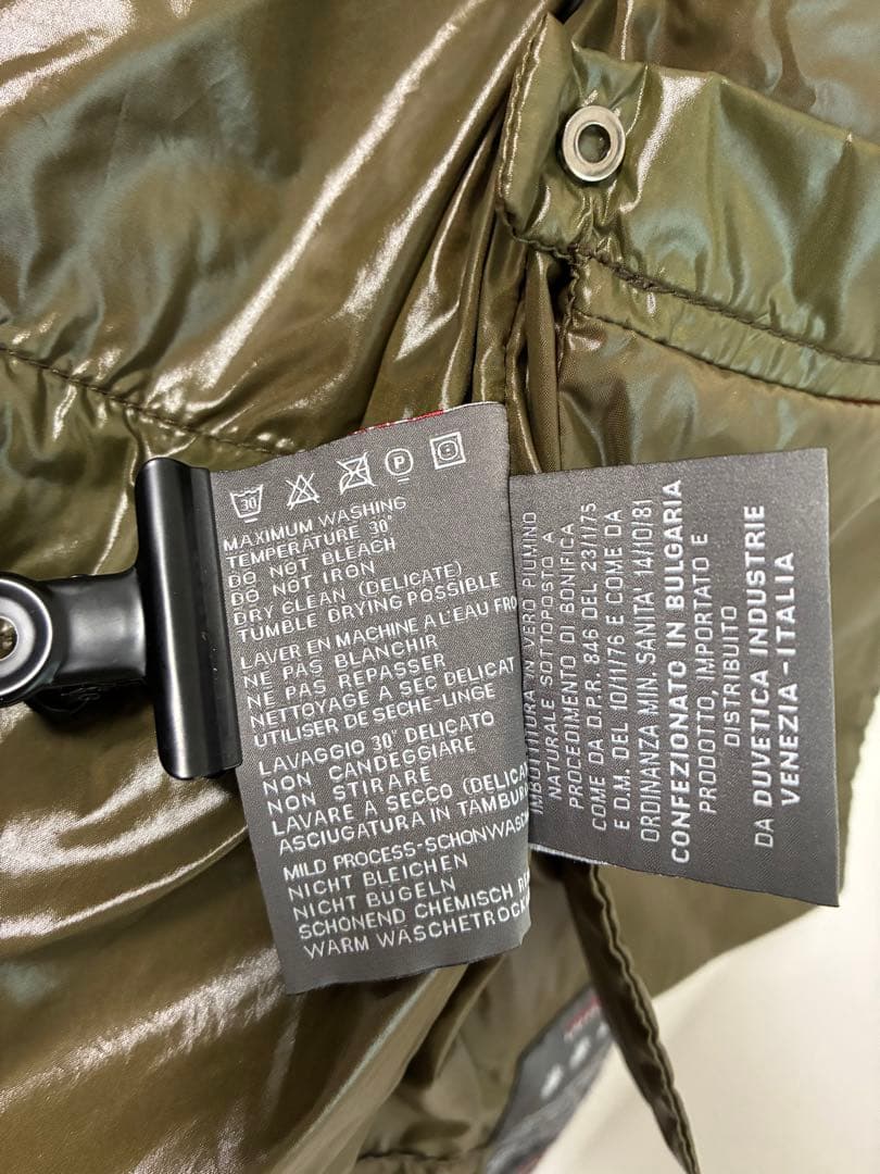 DUVETICA フード付きダウンベスト ブラック/オリーブ 38 ダブルジップ