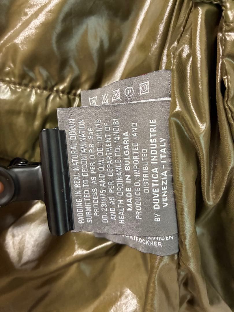 DUVETICA フード付きダウンベスト ブラック/オリーブ 38 ダブルジップ