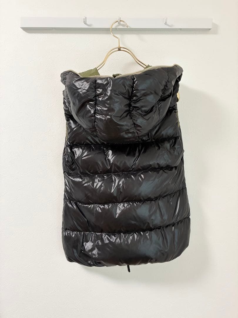 DUVETICA フード付きダウンベスト ブラック/オリーブ 38 ダブルジップ