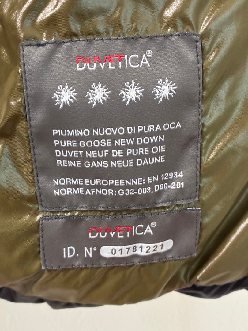 DUVETICA フード付きダウンベスト ブラック/オリーブ 38 ダブルジップ