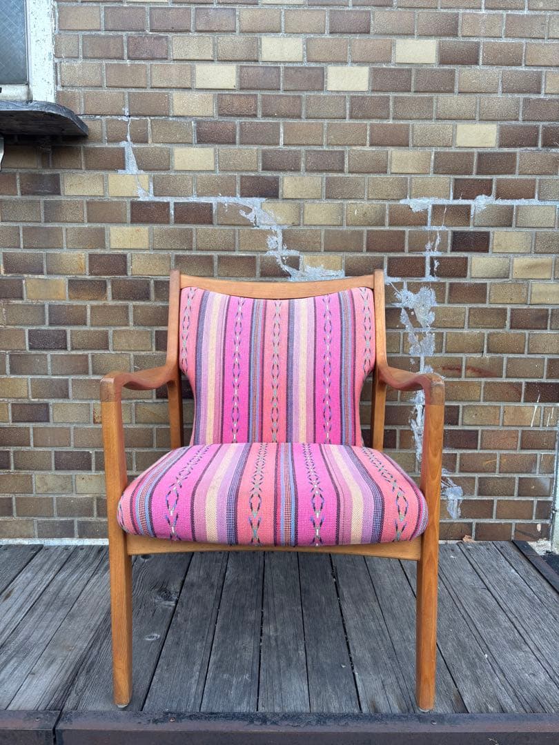 オールドカリモクKARIMOKU1人掛けピンクソファヴィンテージアンティーク