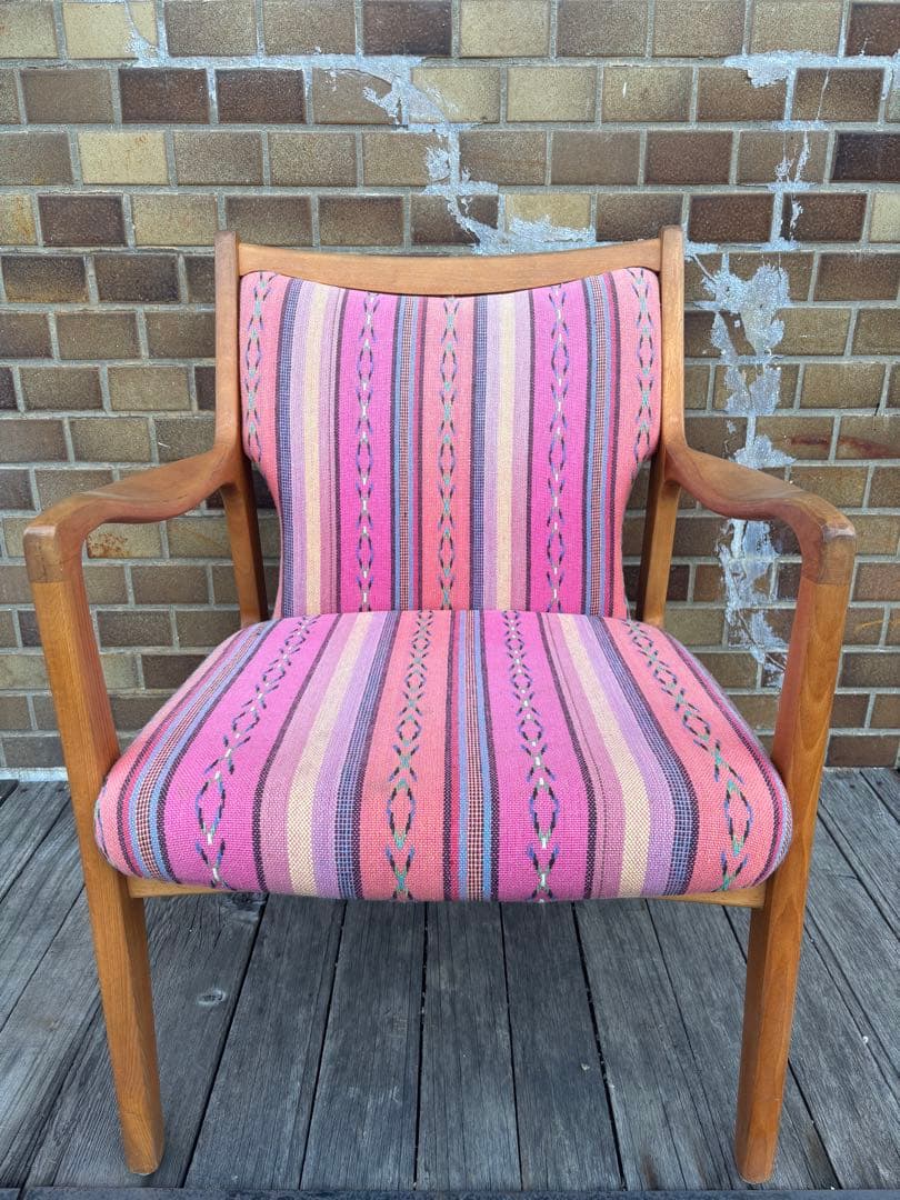 オールドカリモクKARIMOKU1人掛けピンクソファヴィンテージアンティーク