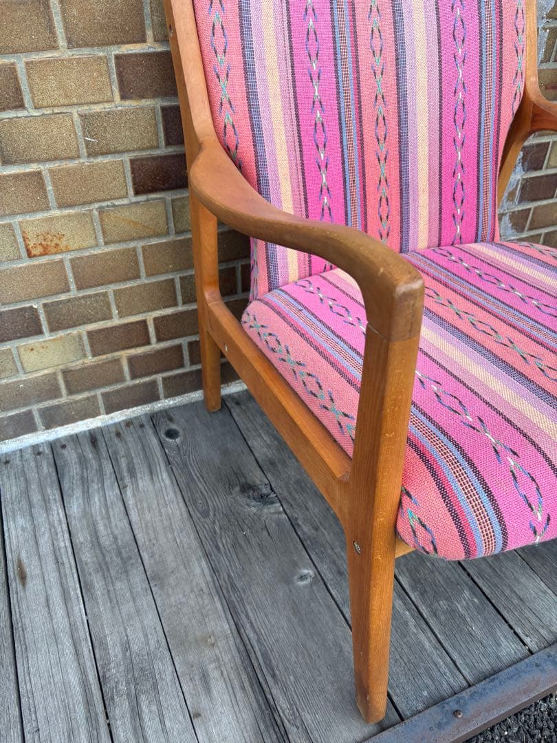 オールドカリモクKARIMOKU1人掛けピンクソファヴィンテージアンティーク