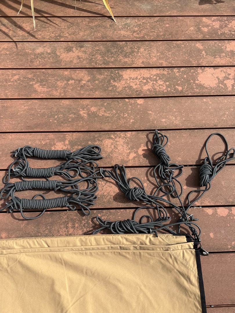 焚き火　可！！ ベージュ タープ・シェード 32ミリポール２本付き