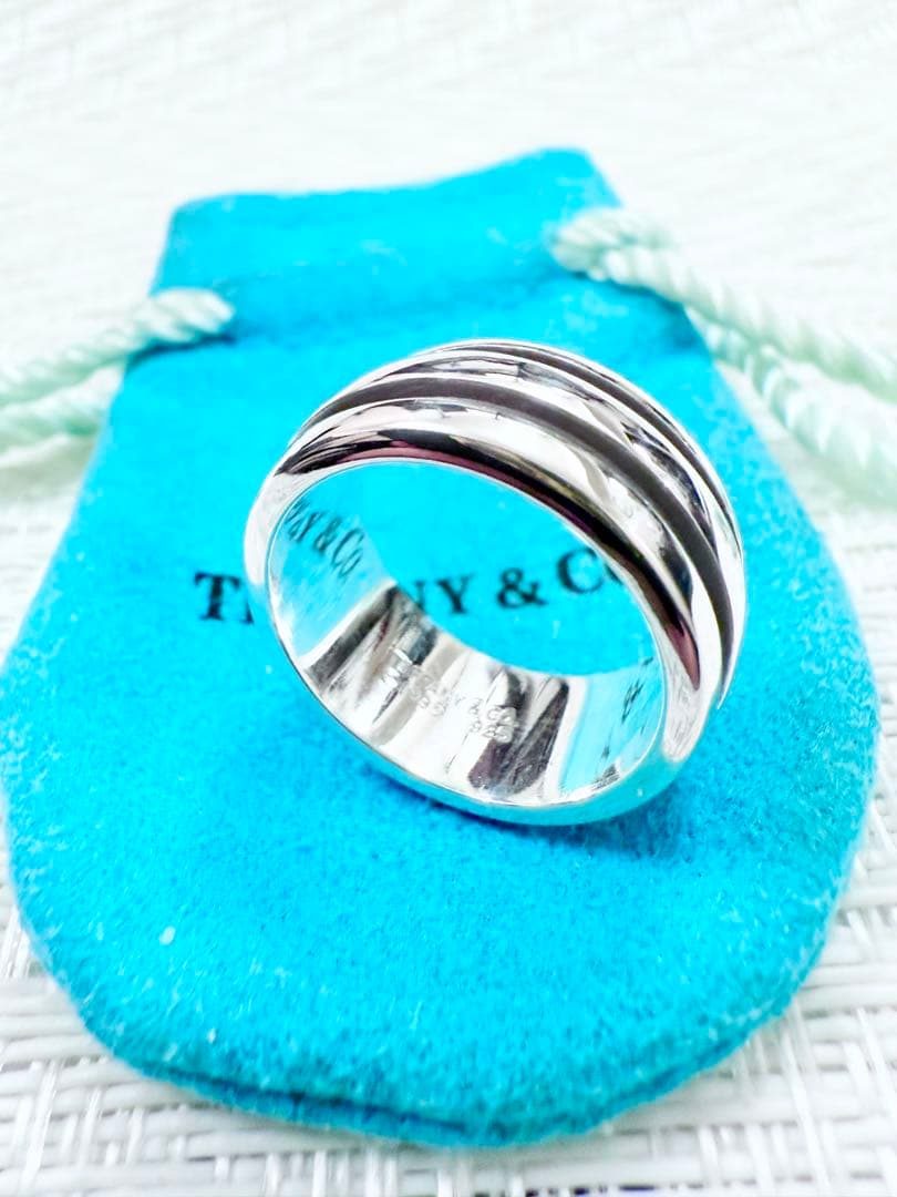 ティファニー　グルーブドリング　ダブルライン　リング　指輪　研磨済み　14号