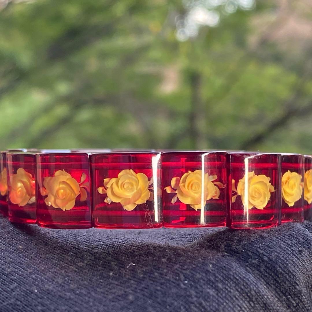 2026新春SALE❣️綺麗❣️薔薇インタリオルビーレッドアンバーブレスレット