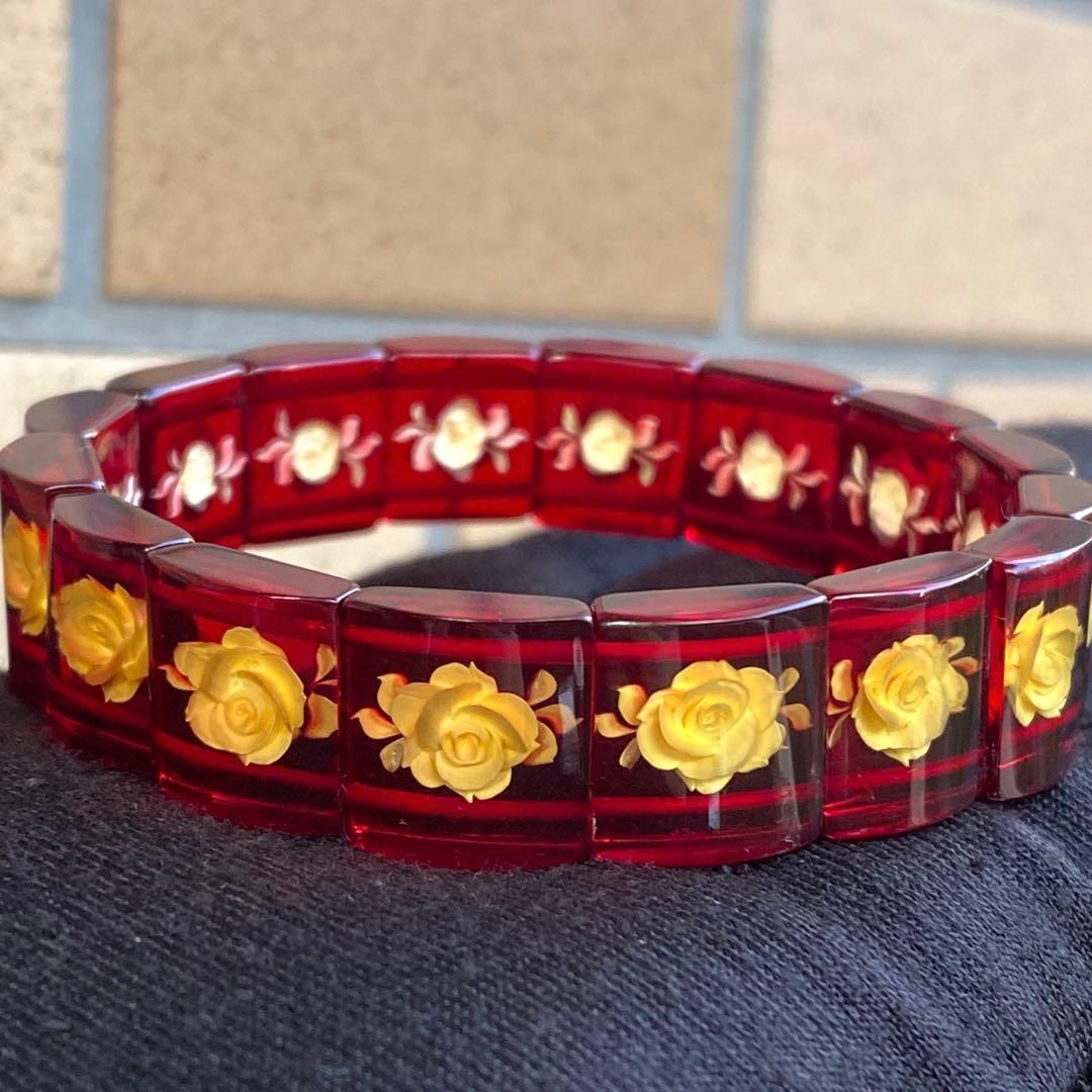 2026新春SALE❣️綺麗❣️薔薇インタリオルビーレッドアンバーブレスレット