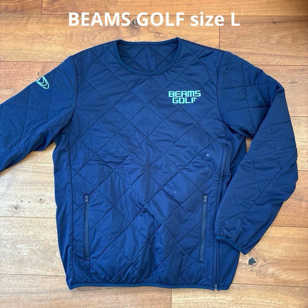 BEAMS GOLF キルティング プルオーバー L ネイビー 防寒ゴルフウェア