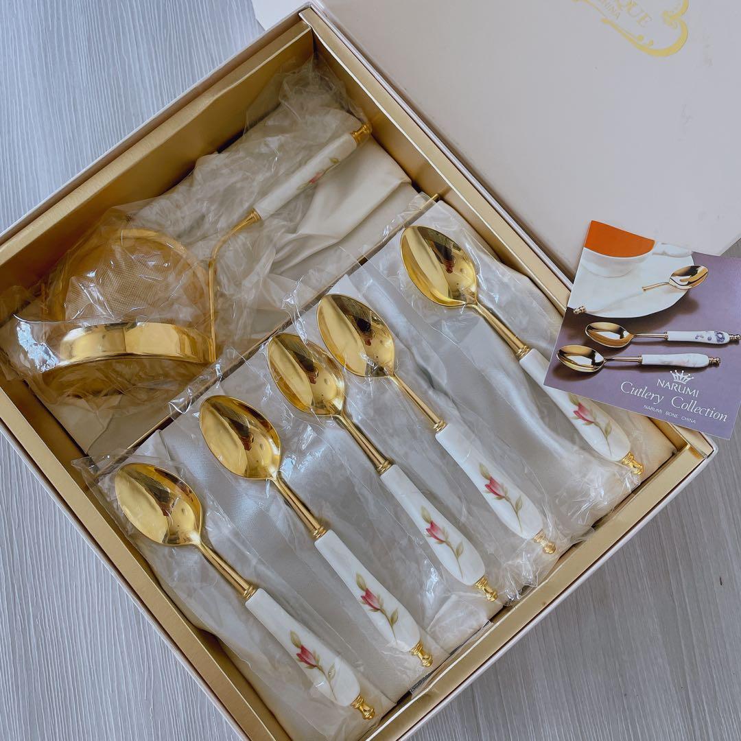 希少 廃盤 NARUMI ティースプーン ストレイナーセット 8320 フラワー