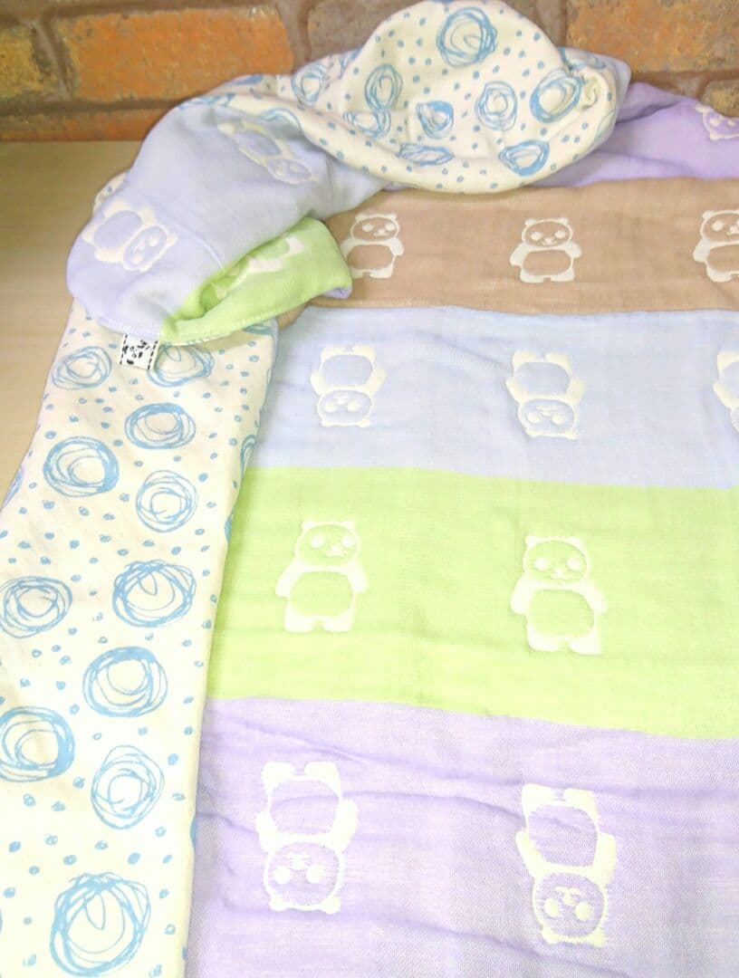 専用⭐みかん❤もっもちニット×６重ガーゼ⭐特大ブランケット❤ブルー系