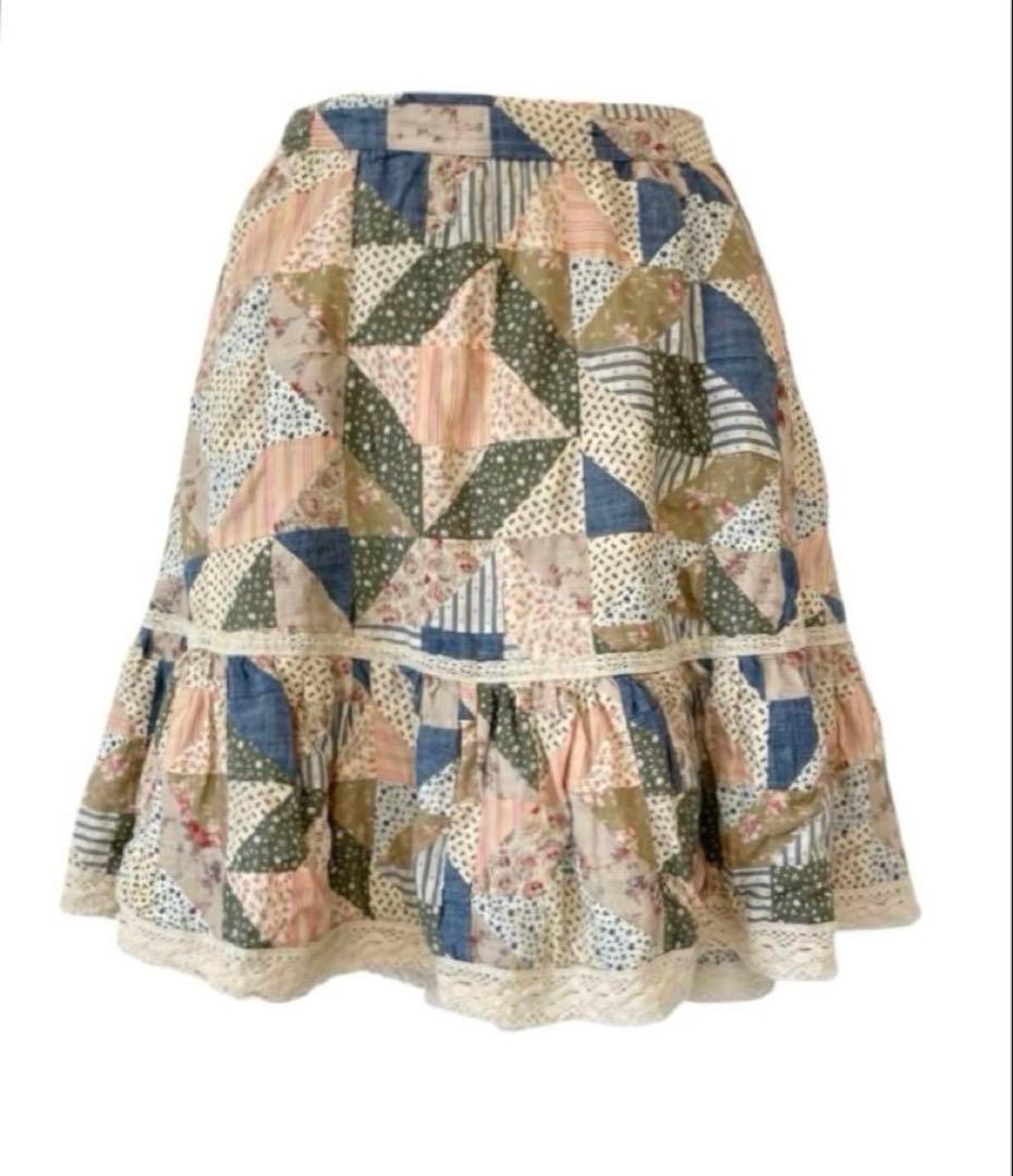 雑誌掲載⭐︎美品⭐︎ラルフローレン⭐︎パッチワークプリント コットンAライン スカート
