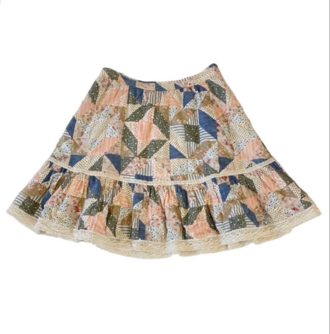 雑誌掲載⭐︎美品⭐︎ラルフローレン⭐︎パッチワークプリント コットンAライン スカート