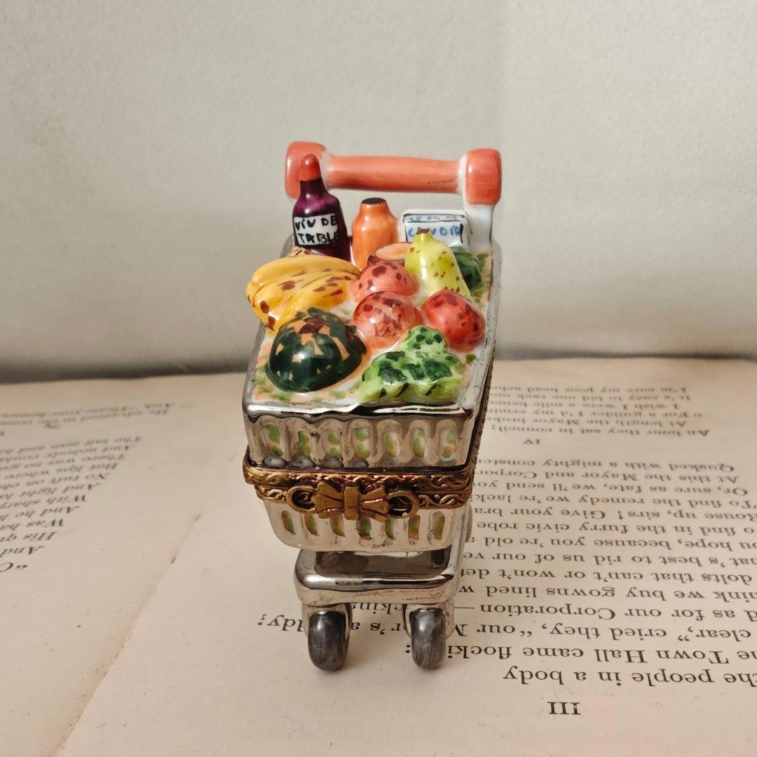 リモージュボックス　ショッピングカート　フランス製　小物入れ　ミニチュア