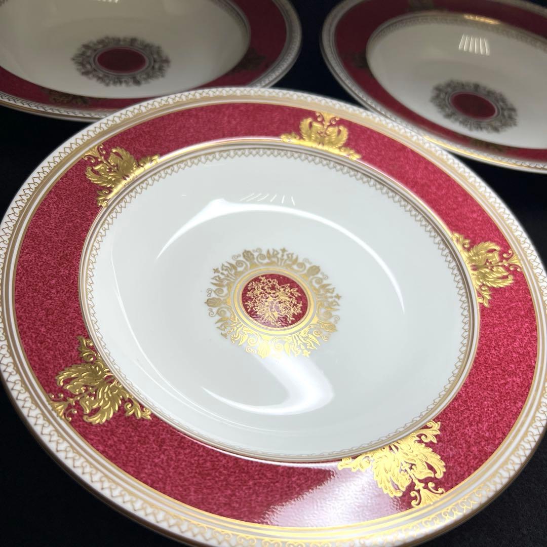 ウエッジウッド最高級シリーズ　コロンビアパウダールビー　スーププレート3枚