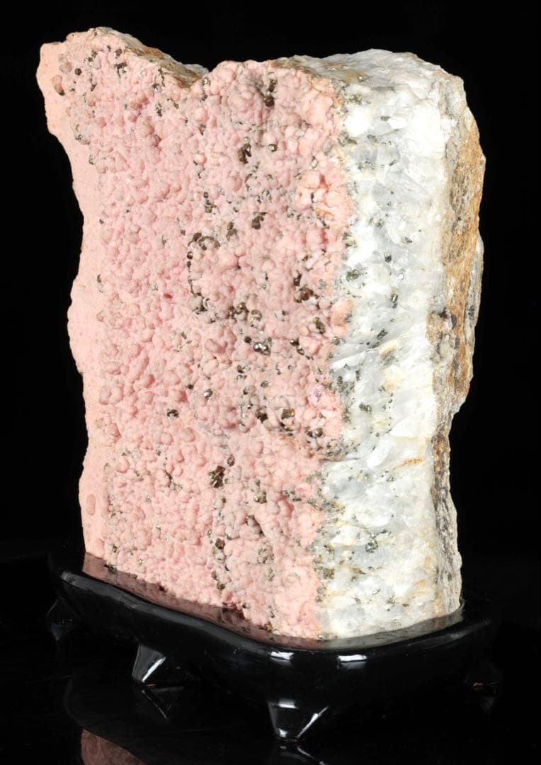 国産菱マンガン鉱 インカローズ 原石 黄鉄鉱共生 天然石 台座付 23.8kg